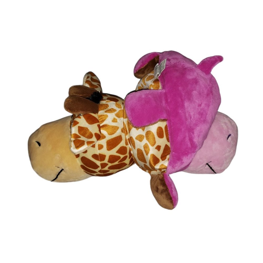 Flip A Zoo Geo Giraffe / Ava Hippo 2-in-1 Stuffed Animal 18" inch FLIPAZOO Plush